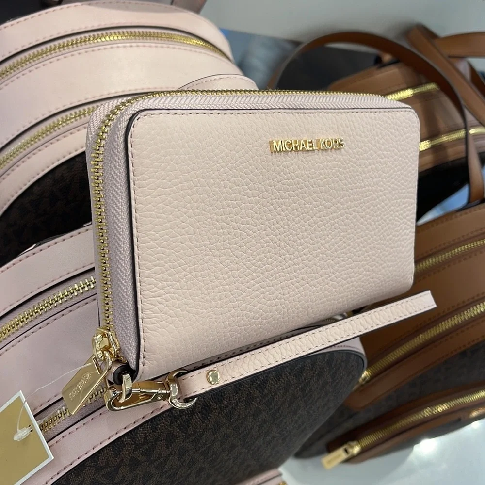Michael Kors Jet Set Travel Large Flat Multifunction Phone Case Wristlet NWT
